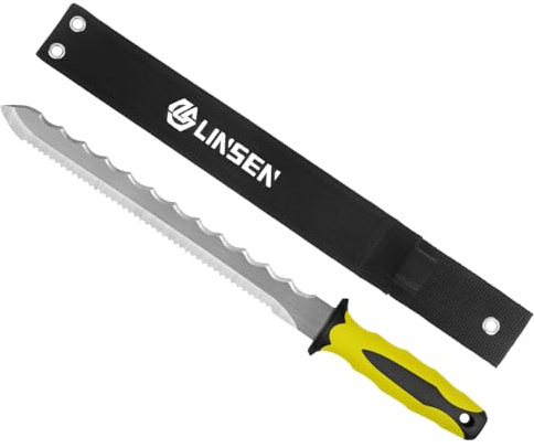 Dämmstoffmesser Doppelschliff 280mm Stahlklinge für Styropor & Polystyrol | hochfeste Klinge bleibt scharf, inklusive Nylon-Schutzhülle, geeignet für Bau und Dämmung