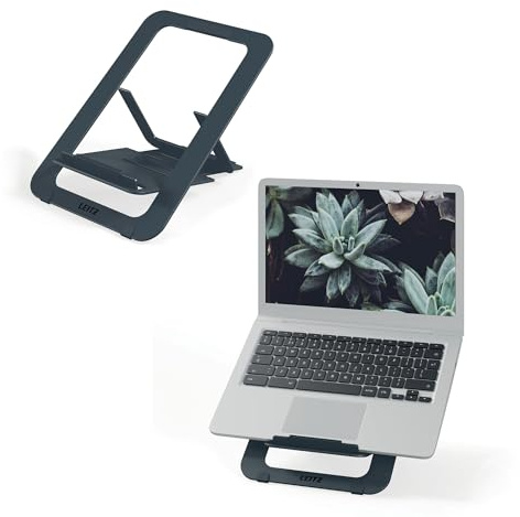 Leitz Aluminium Ultra-Flacher Verstellbarer Laptopständer, Extra leicht, faltbar & ergonomisch, 5 Höhen- und Winkelkombinationen, für 10-17 Laptops/Tablets, Büro und unterwegs, Ergo-Serie, 63460089