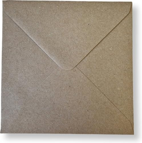 Cards & Crafts Luxuriöse Quadratische Briefumschläge - 15 x 15 cm - 110 g/m² - 100% FSC (Kraftbraun, 50)