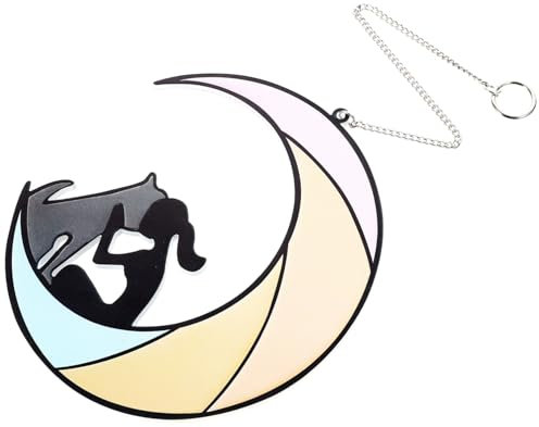 CORHAD Hund Mond Ornament Aus Acryl Zum Aufhängen An Fenster Dekoration Für Terrasse Und Garten Tier Mond Anhänger Für Zuhause