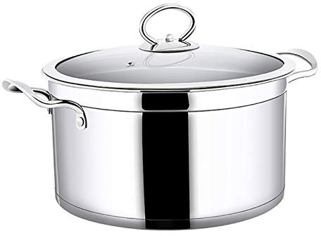 Large Stock Pot Stockpot,304 Stainless Steel Lid Induction Base,5-Layer Composite Pot Bottom,Fast Heat Conduction,Easy to Clean,20-28Cm (Size : 28Cm*14.3Cm)