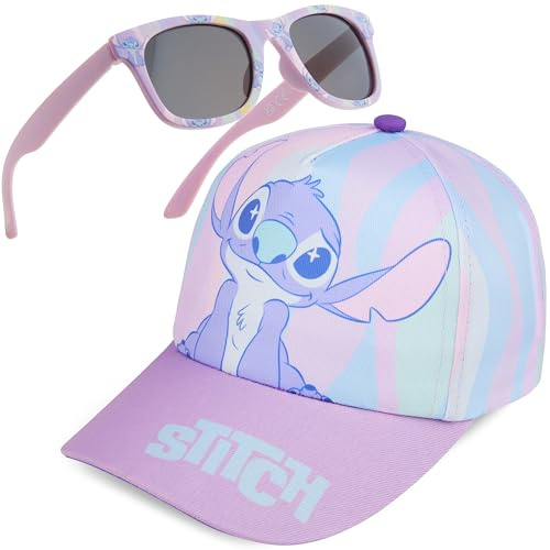 Get Trend Disney Stitch Occhiali da Sole e Cappello Bambina Set Regolabile Cappello Protezione UV400 Occhiali da Sole (Lilac Disney Stitch)