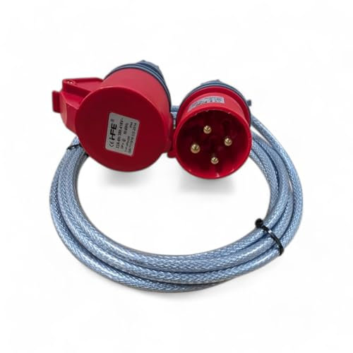 3 Phase Extension Lead - 32A 4 Pin - (25 Metre) - 415V - 1-40 Metres - Custom Length - IP44 - SY Armoured Ultra Heavy Duty Cable - PAT tested and supplied with certificate (25 Metre)