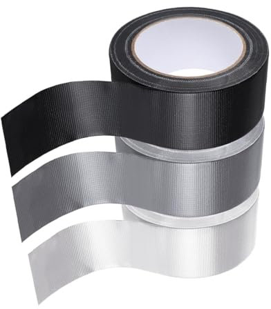MOLIMOLI Armored Tape Pack de 3 Rubans Gaffa Ultra Résistants à l'eau Ruban Textile Noir Gris Blanc Armored Tape 5 cm X 30 m pour Le Raccordement de Packs D'étanchéité