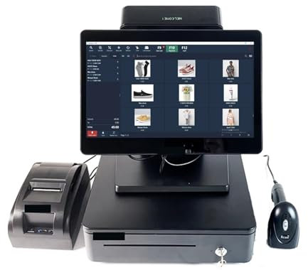 Registrierkasse für Kleinunternehmen, 14 zoll Alle In Einem Touchscreen POS Kassen Windows System Mit Software VFD Kunden Display for Einzelhandel für Einzelhandel, Restaurant, Supermarkt(I5 8G 128G)
