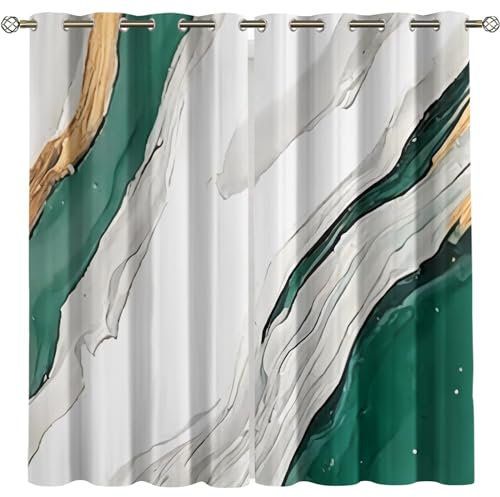 Kinder Gardinen Kinderzimmer Junge Mädchen Blickdicht Weiß Grün Abstrakte Kunst Textur 234X230Cm 2Er Set Verdunkelungsvorhang Thermovorhang Hitzeschutz Vorhänge Wohnzimmer Schlafzimmer Vorhänge Mit