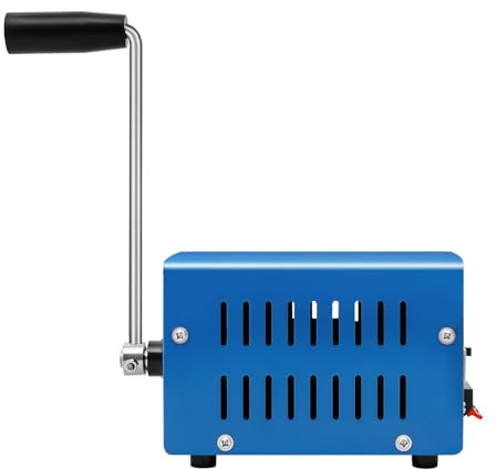 WooDerson Hand Crank Generator, Portable USB Charger, Manual Emergency Generator, Multifunction High Power 20W 3V-15V, Blue, Suitable for Camping Survival