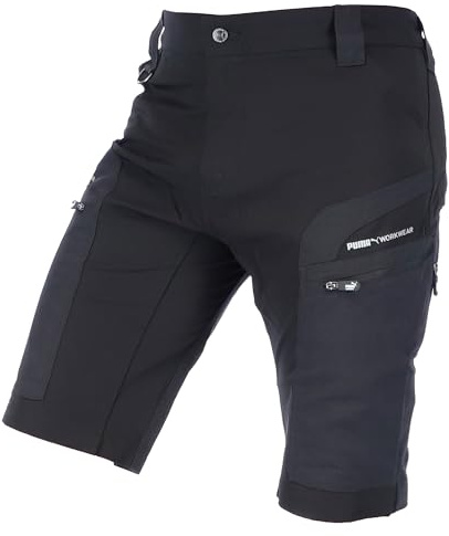 PUMA Workwear Pro-One Cargo Shorts Herren Sommer Arbeitshosen Männer Kurze Hosen Bermuda Shorts Outdoor Hosen Wanderhose leichte Trekkinghose mit 4-Wege Stretch - Schwarz/Anthrazit in 3XL