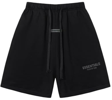 Sybnwnwm Shorts für Herren, Baumwolle, Buchstabendruck, elastische Taille, Jogger, Fitnessstudio, Workout, Jersey, Kordelzug-Shorts mit Taschen