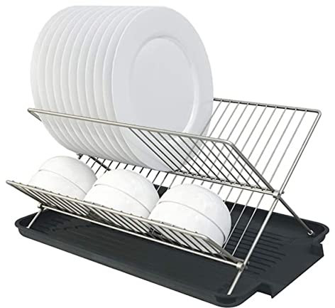 YGDLUCK Dish Rack Dish Drying Rack Metal Dish Rack Kitchen Folding Dish Rack Drying Rack Utensil Drainer Plate Storage Holder Plate Flatware Dish Rack Dish Drainer Dish Racks (Bl