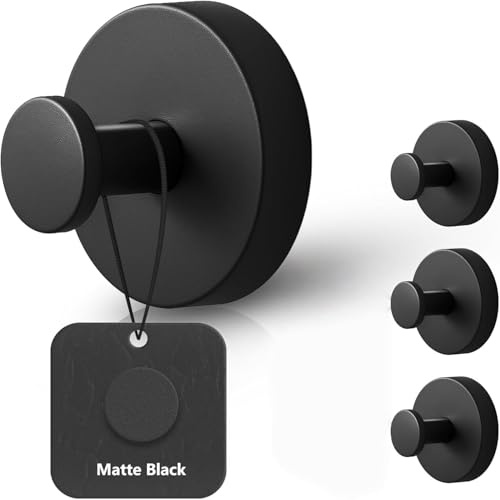 Jgfwat 4 Stück Saugnapfhaken,Saughaken Extra Stark,Handtuchhalter Ohne, Bohrfrei, Verstellbar und Wiederverwendbar, für Badezimmer Küche Glatte Fenster Wand Glas(Schwarz*4)