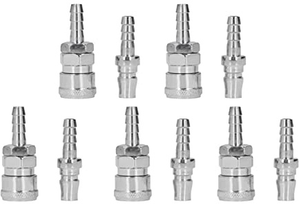 Klanata Air Air Coupleur Kit, 5 ensembles C Type de type plaqué en acier inoxydable Pneumatic Rapides et bouchons de connexion rapide pour HosePipeFitting (5 * 8 Longue queue (SH + PH-20))