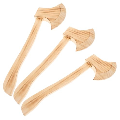 CONGARTENO 3 Pezzi Asce in Legno per Decorazioni Halloween Retrò per Feste Accessori Cosplay Resistenti per Giochi Ruolo e Atmosfera Divertente