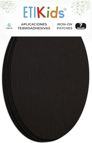 6 Thermoaufbügelbare Knie- und Ellbogenflicken – Bügelflicken 16 x 10 cm – Zum Reparieren & Verstärken von Hosen, Jacken, Pullovern & Hemden – Farbe: Schwarz