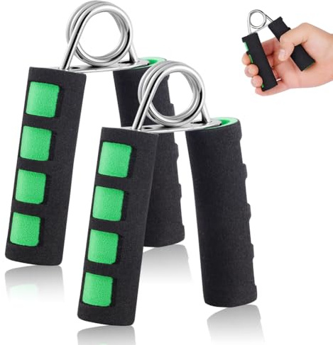 AYBUY Griffkraft Trainer, 2-pack Handtränare, Fingertränare, Handtränare, Underarmtränare för muskelbyggnad, styrketräning, fitness, Grepstyrketränare med halkfri handgrepp (Stil A, Grön)
