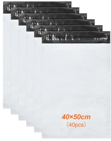 Ravytha 40 Pezzi Buste per Spedizioni, Sacchetti Spedizione, Autoadesive Pacchi, Busta Postali Plastica, Mailing Bags, Non Trasparenti, per Indumenti, Libro, Scarpe, XXL, (40×50cm)