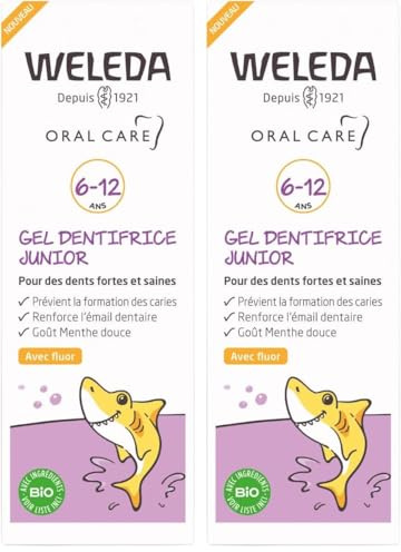 WELEDA - Gel dentifrice Junior - 50 ml - Compatible avec les traitements homéopathiques - Goût agréable - Non - 50 ml (Lot de 2)