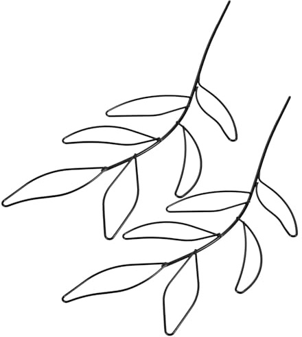 Housoutil Lot de 2 Supports pour Plantes Grimpantes en Fer Noir Mini Treillis Feuille 32X11 CM Cadre Métallique Solide pour Jardin Intérieur et Extérieur Support pour Plantes en Pot et