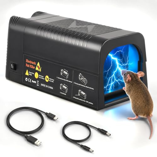 Rattenfalle Elektrisch, Elektrische Mausefalle für Drinnen, Leistungsstarker Elektrische Rattenfallen Schlagfallen, Mausefalle für Innenbereich, Sicher für Haustiere Kinder, Wirksam für Kleine Mäuse