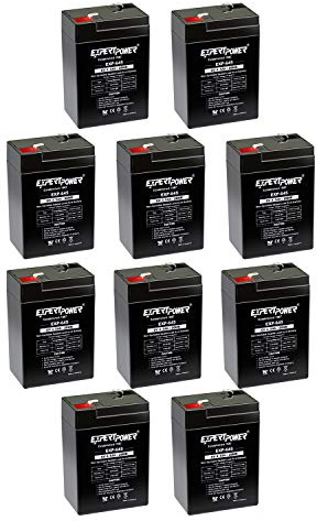 ExpertPower EXP645 (10 Pack) - 6V 4.5Ah / 20HR SLA Rechargeable 6V Battery for Ride on Toys, Emergency Light, Exit Sign Battery Replacement, Sealed Lead Acid 6 Volt Batteries with F1 Terminals