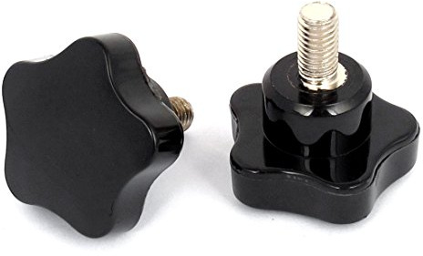 sourcing map 2Stk. 40mm Klemmschraube Sternschraube Sternkopf Knopf schwarz | Sterngriff Sterngriffschraube, M8x15mm Außengewinde, Klemmknopf