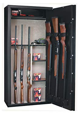 Infac Safe SD14 Armoire Forte pour Armes en Acier | 11 Armes avec Lunette + 3 dans la Porte | Coffre intérieur | Etagères Amovibles | Serrure à clé