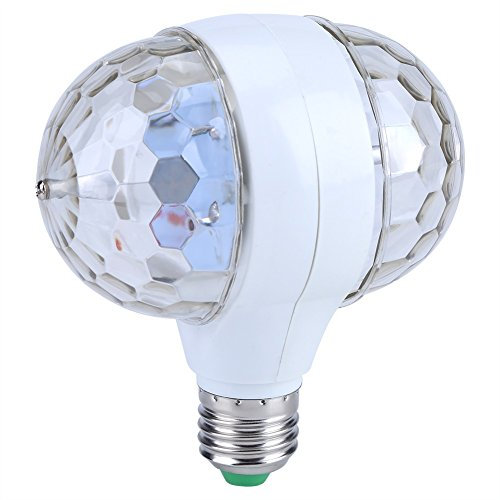Luces Discoteca Luz Blanca Para Discoteca, Delaman Mini Doble Cabeza Disco Bola Colorida E27 LED RGB Etapa Luz con Efecto de Luz Giratoria Para Disco Party Etapa Efectos de Luz Blanco/Transparente