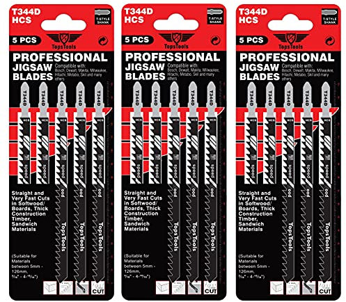 15 x TopsTools JSTT344D_3 T344D 152mm lange Stichsägeblätter für saubere und schnelle Schnitte kompatibel mit Bosch Dewalt Makita Milwaukee und vielen mehr