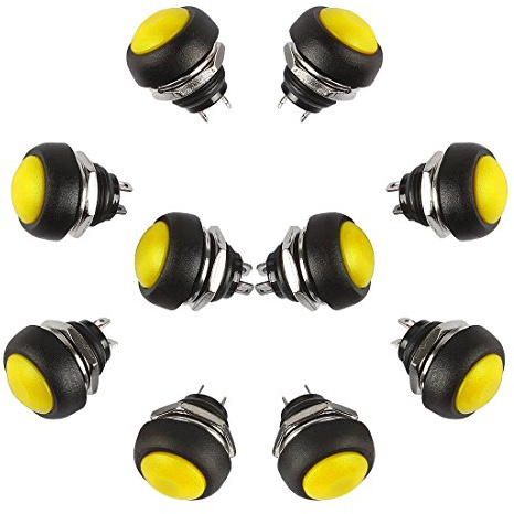 Larcele 10x12mm Pulsante Impermeabile Mini Rotonda Momentaneo Ritorno Automatico DIY Bottone ANKG-01(Giallo)