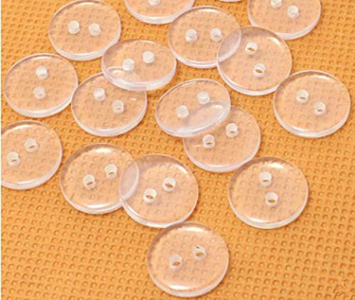 100Pcs Bottoni in Resina per Abiti - 2 Fori Bottoni per Cucire Trasparenti Artigianato Fai da Te Pulsanti per Camicia Rotondi Set Accessori per Cucire (20mm)
