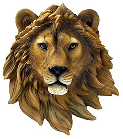 Wenwan Decoración de Pared de Cabeza de Animal, Escultura de Resina,León