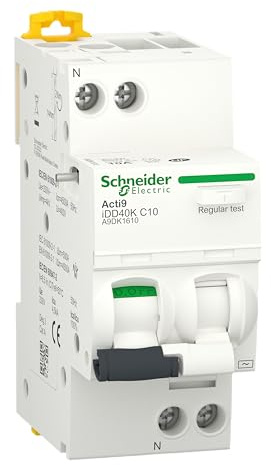 disjoncteur différentiel - idd40k - 1p+n - 10a - courbe c - 30 ma - type ac - 4.5 ka - schneider electric a9dk1610