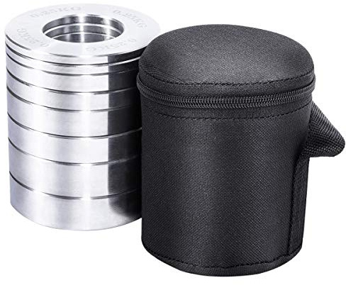GORILLA SPORTS® Hantelscheiben-Set 5 kg, Olympia 50 mm, Chrom, Tragetasche | 8 Scheiben von 0,25–1 kg aus verchromtem Gusseisen mit abgerundeten Kanten; Gewichtsscheiben, Olympiascheiben, Gewichte