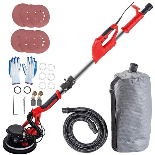 VEVOR Levigatrice per Pareti a Secco 750W, Levigatrice per Pareti a Secco Elettrica, Levigatrice a Nastro per Seghe Pieghevoli, con Impugnatura Telescopica, Velocità Variabile 800-1750 giri/min
