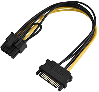 Câble d'alimentation de carte graphique d'ordinateur 15 broches à 8 broches SATA vers PCI-E, câble de conversion de carte vidéo, double SATA unique SATA compatible avec Windows Linux(SATA unique 0,2