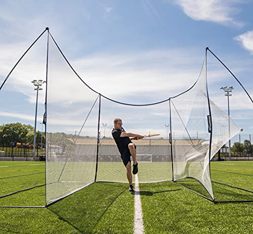 QUICKPLAY Mega Net Tragbares Rücklaufnetz, freistehende Sportbarriere mit schnellem Aufbau, erhältlich in 30,5 x 2,7 cm und 81,3 x 2,9 m, ideal für Fußball, Baseball, Lacrosse und mehr