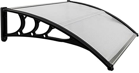 Auvent de Porte d'entrée, Contre Pluie Neige UV, Porte Toit Marquise Abri Protection en Polycarbonate (100x80x23 cm, Noir)