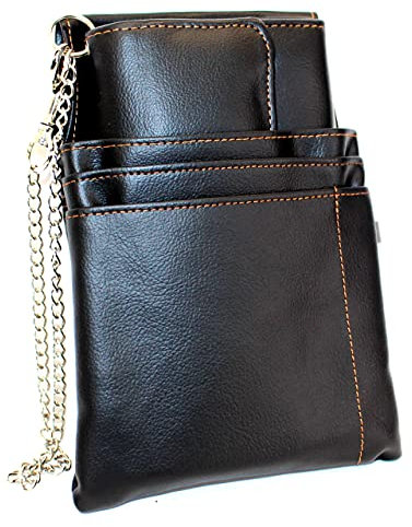 elrozo Kellnerbörse Set Kellnergeldtasche Kellnerportemonnaie Kellnertasche Gastro Taxi-Geld-Börse-Portemonnaie mit Holster-Steck-Tasche und Kette