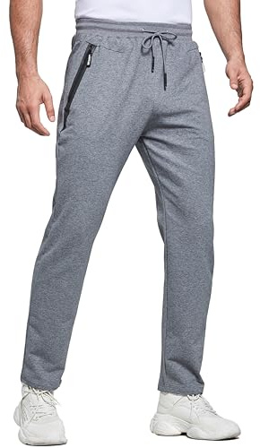 HCSS Pantaloni da Jogging da Uomo con Tasche Zip(Grigio-S)