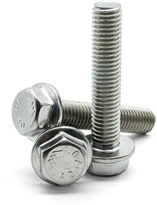 Hippo Hardware M8 (8mm X 45mm) Flanged Hexagon Head Bolts Flange Hex Screws Fully Threaded A2 Stainless Steel (Pack of 10)