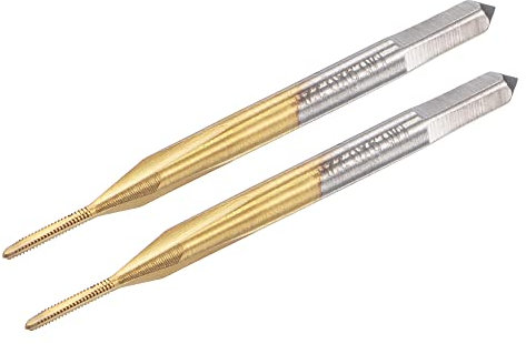 sourcing map 2 Stück Gewindefräser Metrisch M0,9 x 0,225 Titanbeschichtetes Kobalt HSS (Schnellarbeitsstahl) 3 gerade Schneiden Maschine Mikrogewindebohrer für Uhren und Armbanduhren