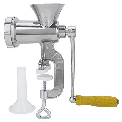 Meat Grinder, Aluminum Alloy Hand Crank Manual Meat Mincer with Tabletop Clamp Sausage Beef Mincer Pepper Spice Grinding Machine for Home Kitchen