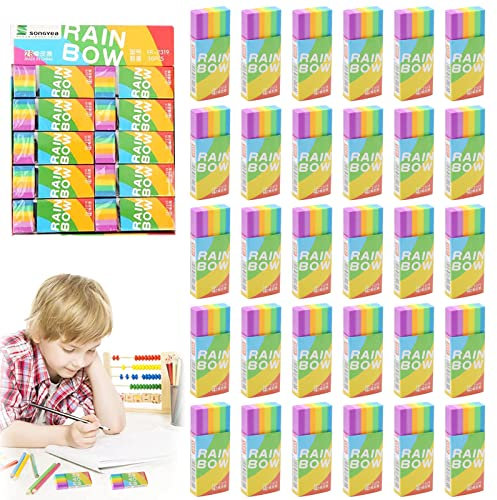 30 Stück Radiergummi Kinder, Weiche Schule Radiergummi für Bleistifte und Buntstifte, 2B-Radierer Kinder, Bunte Radiergummis für Mitgebsel, Schulen, Büros, Skizzen, Gemälden, Bildenden