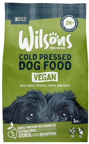 Wilsons - Vegan Cold Pressed Dry Dog Food, Wheat Free, High Protein, Delicious Meal with Essential Nutrients, Hypoallergenic, Suitable for Adult Dogs and Puppies 2 Months and Up (2kg)
