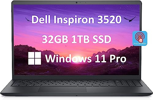 Dell Inspiron 15 3000 3520 15.6 FHD Touchscreen (Intel 4-Core i5-1135G7, 32GB RAM, 1TB PCIe SSD, UHD Graphics) Business Laptop, WVA Anti-Glare, Numeric Keypad, Webcam, Wi-Fi, Win 11 Pro, Black