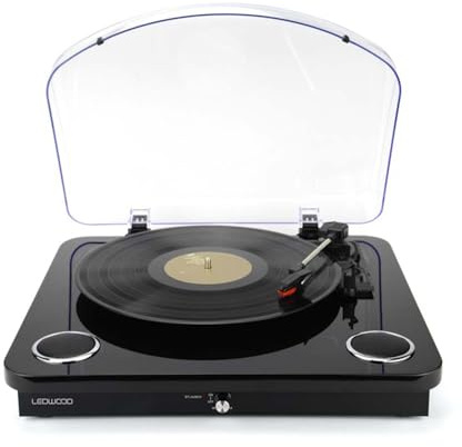 Ledwood Platine vinyles ROUND-300Black - 33-45-78 Tours, Encodage sur USB, avec Haut-parleurs stéréo 2x5W, Bluetooth