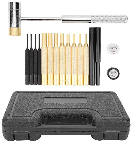 Hammerstanzset, 17-teiliges Stanzset, Spannstift Mit Doppelseitigem Hammer, Messing-Edelstahl-Wartungswerkzeug Für Die Maschinenwartung
