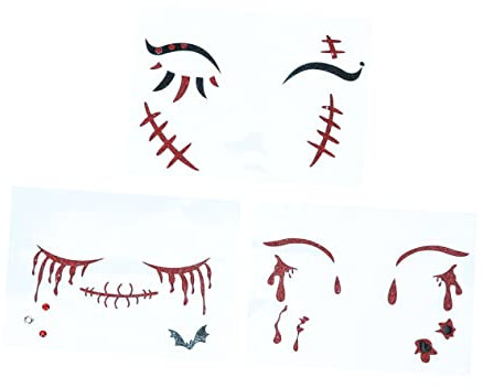 FRCOLOR 3st Halloween-tattoo-aufkleber Aufkleber Halloween-gesichtstätowierung -fenster Blutiges Glitzer-tattoo-kit Narbe Das Gesicht -papier Schmücken
