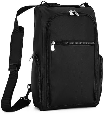 Tragbare schuhtasche Golf mit Schultergurten, Premium Fußball Schuhbeutel Soccer Shoe Bag mit 3 Reißverschluss-Taschen Geeignet für Herren, Damen, Jungen, Mädchen, Sport (Schwarz)