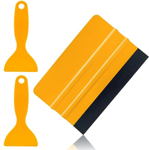 ZELHYEUU Raclette en Feutre pour Vinyle, Spatule Professionnelle, Raclettes en Plastique, Raclette Film de Fenêtre, Feutre Raclette, Apporter 2 Spatule en Plastique